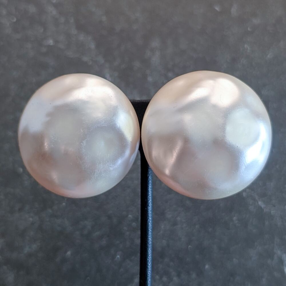 Vintage Coro Clip On Earrings Extra Large Cream Statement - Condition Issues